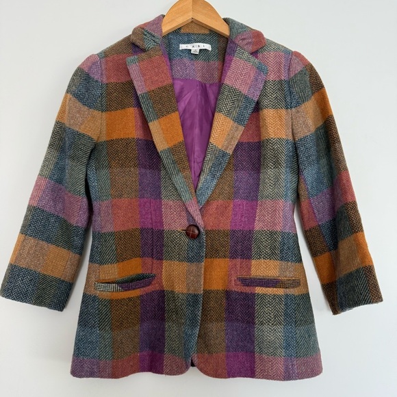 Cabi Multi color plaid blazer wool blend Size: 0 - Picture 1 of 6